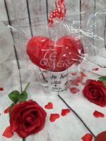 Taza personalizada con foto o dibujo y corazón de peluche