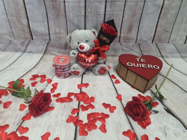 Oso de peluche, rosa con nombre y patatas - Imagen 3