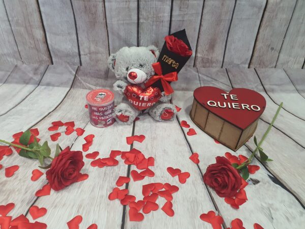 Oso de peluche, rosa con nombre y patatas - Imagen 2